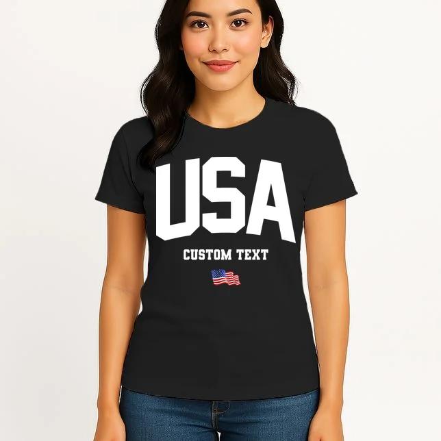 Custom USA Flag Personalized Women's T-Shirt - Front 3