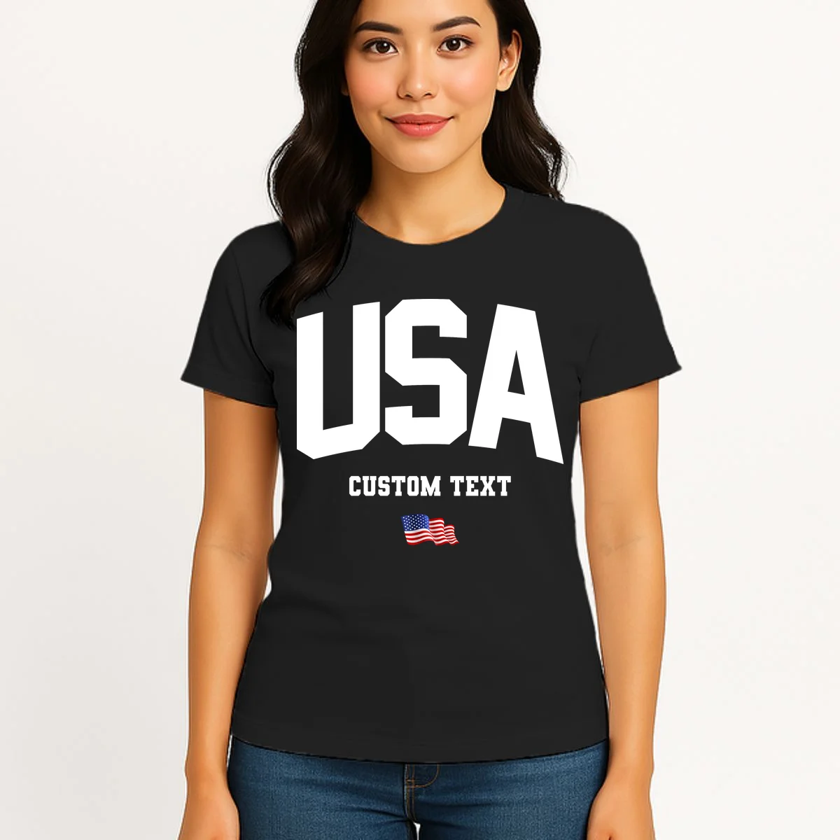 Custom USA Flag Personalized Women's T-Shirt - Front 3
