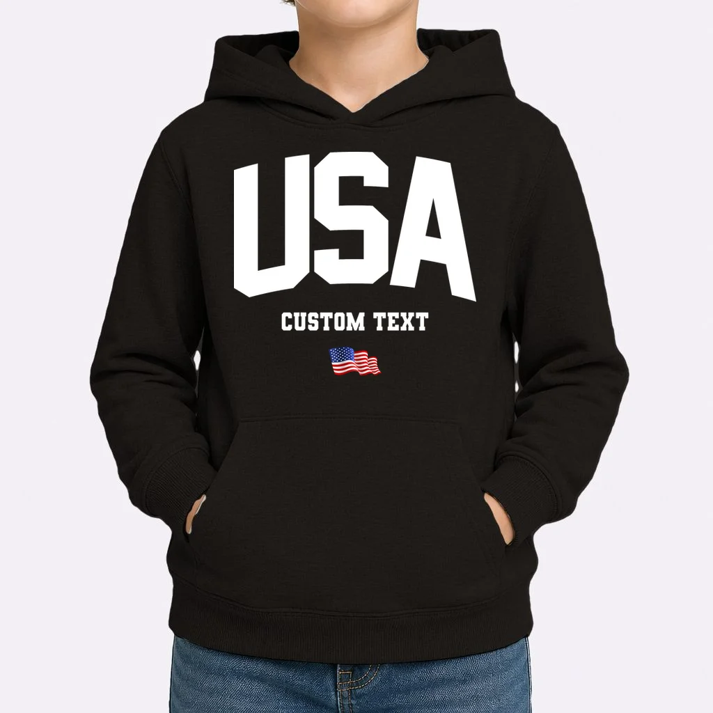 Custom USA Flag Personalized Kids Hoodie - Front 1