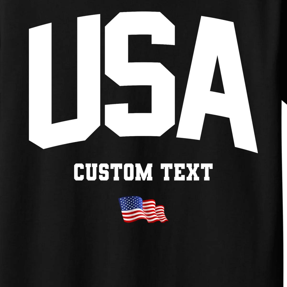 Custom USA Flag Personalized Kids T-Shirt - Front - Close-up