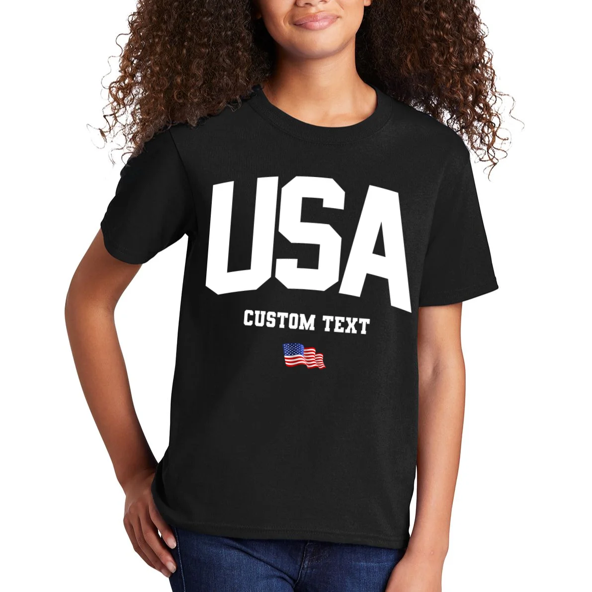 Custom USA Flag Personalized Kids T-Shirt - Front 1
