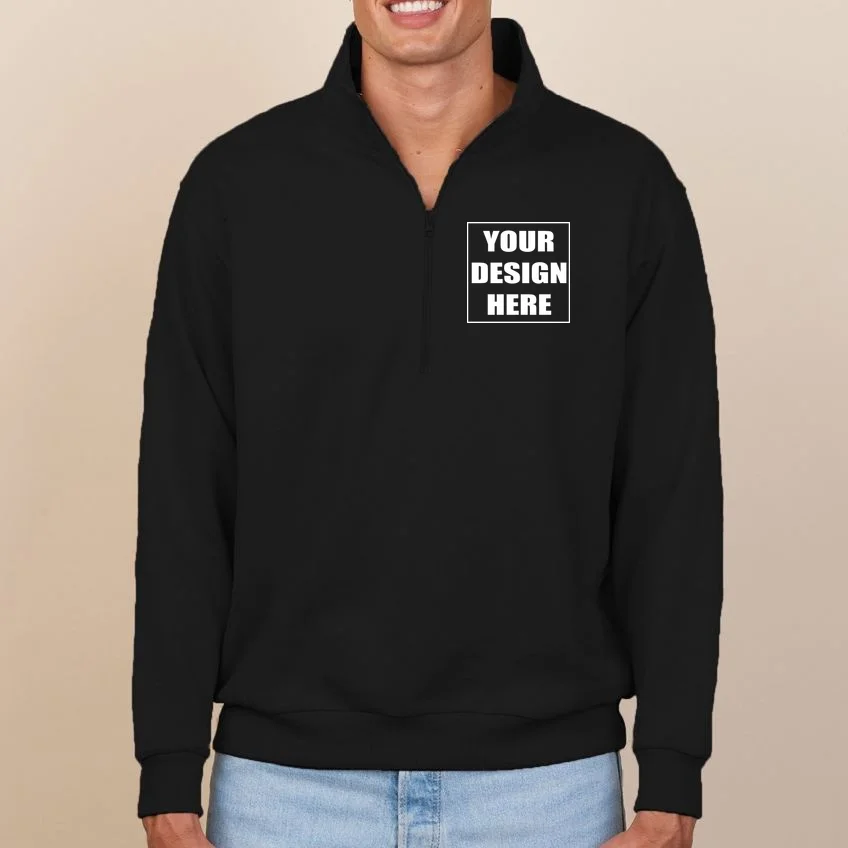 Create Your Own Custom Men's Pullover Quarter Zip Front
