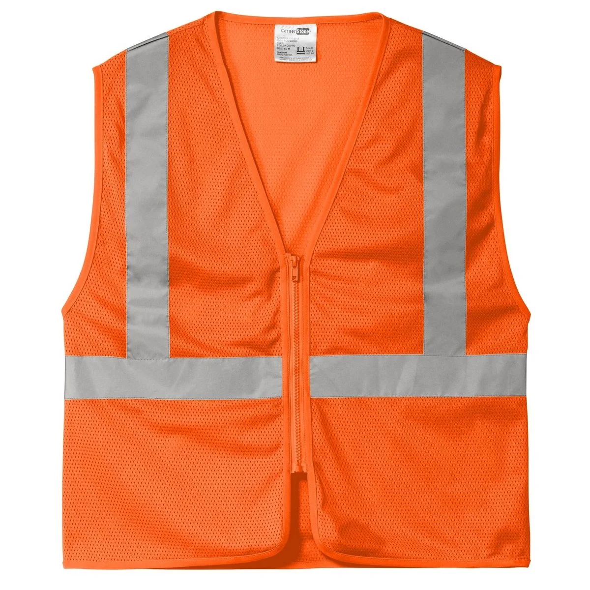 Create Your Own Custom ANSI 107 Class 2 Economy Mesh Zippered Vest - Front 1