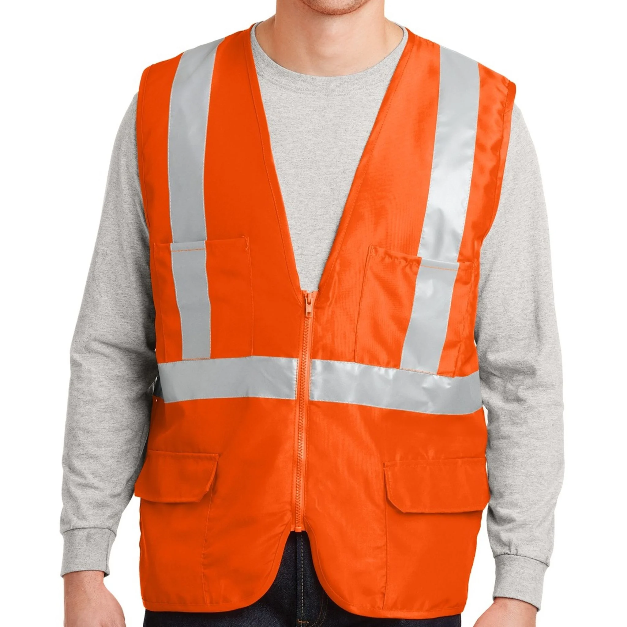 Create Your Own Custom Men's ANSI Class 2 Mesh Back Safety Vest - Front 1