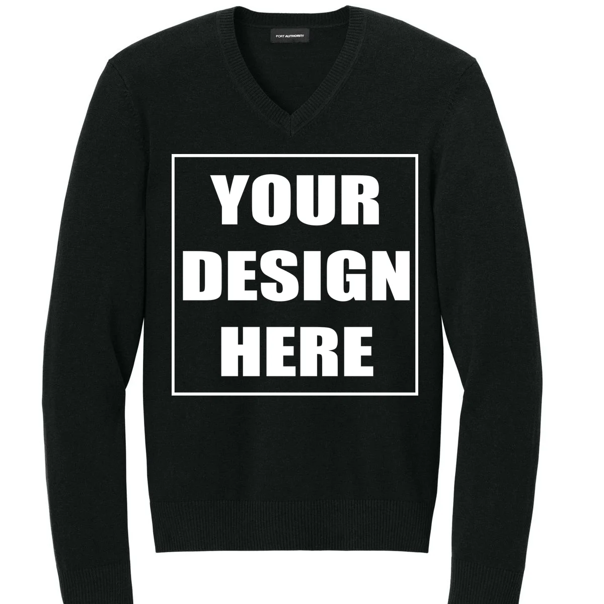 Create Your Own Custom Port Authority Easy Care V-Neck Sweater - Front