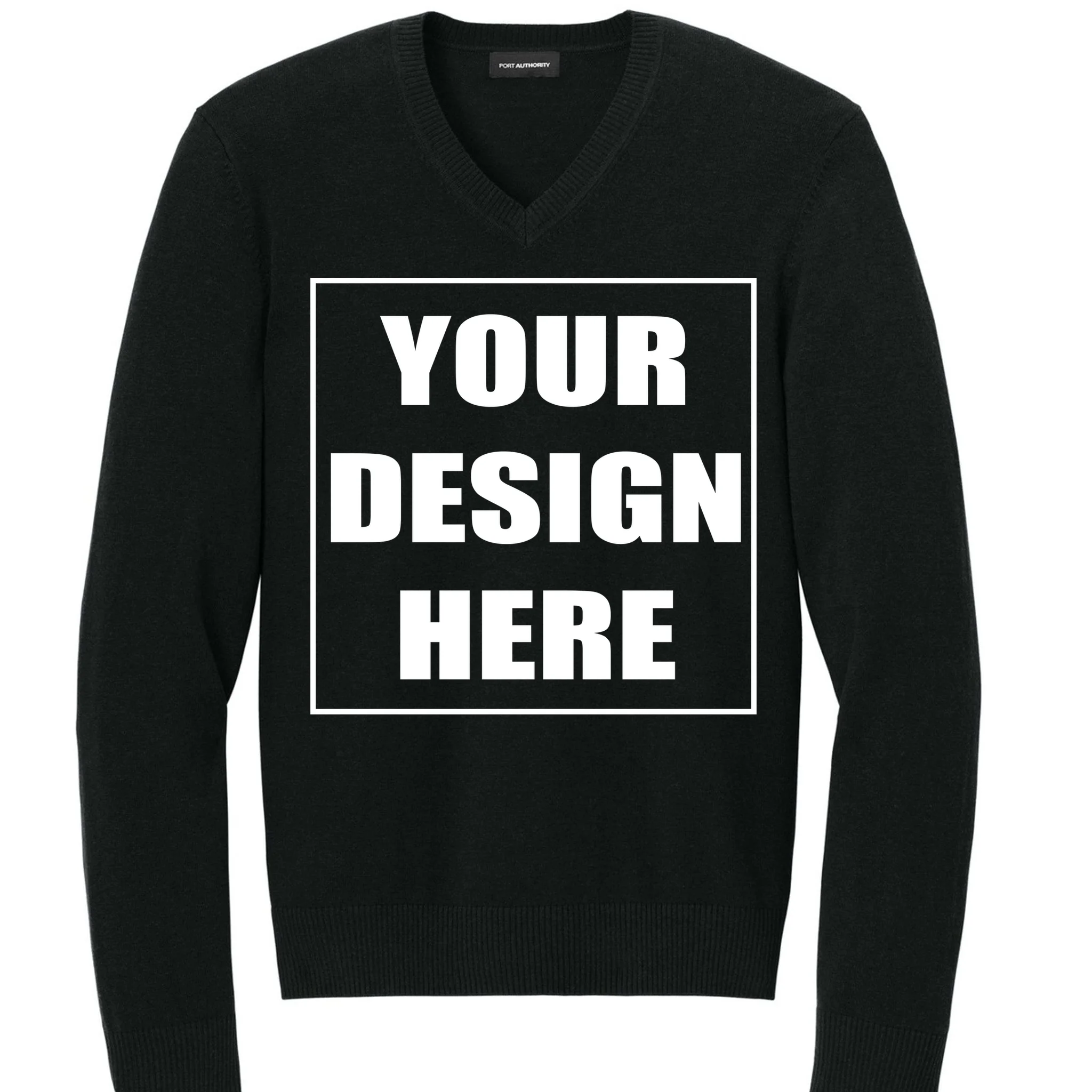 Create Your Own Custom Port Authority Easy Care V-Neck Sweater - Front