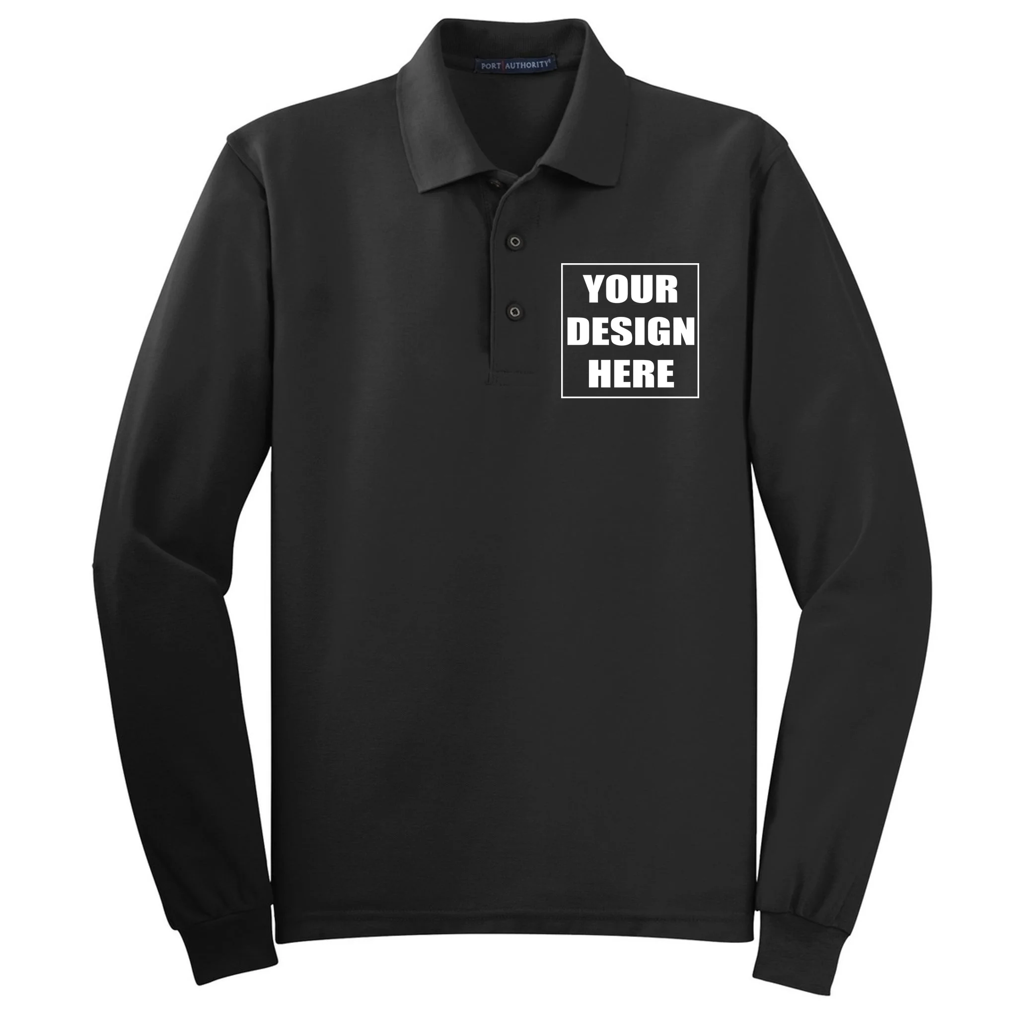 Create Your Own Custom Silk Touch Long Sleeve Polo - Front