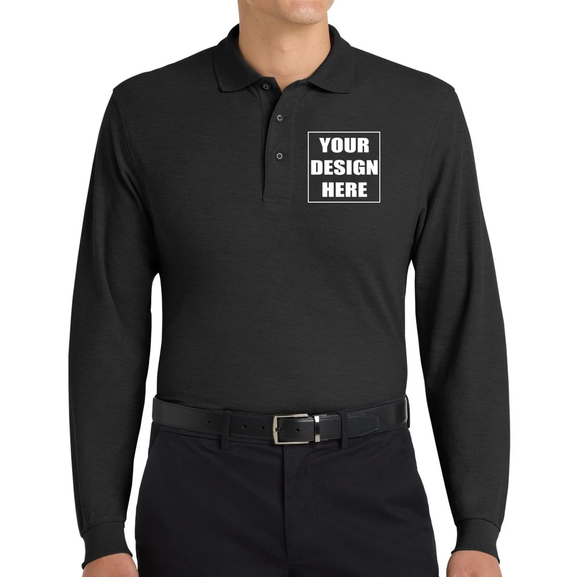 Create Your Own Custom Silk Touch Long Sleeve Polo - Front 1