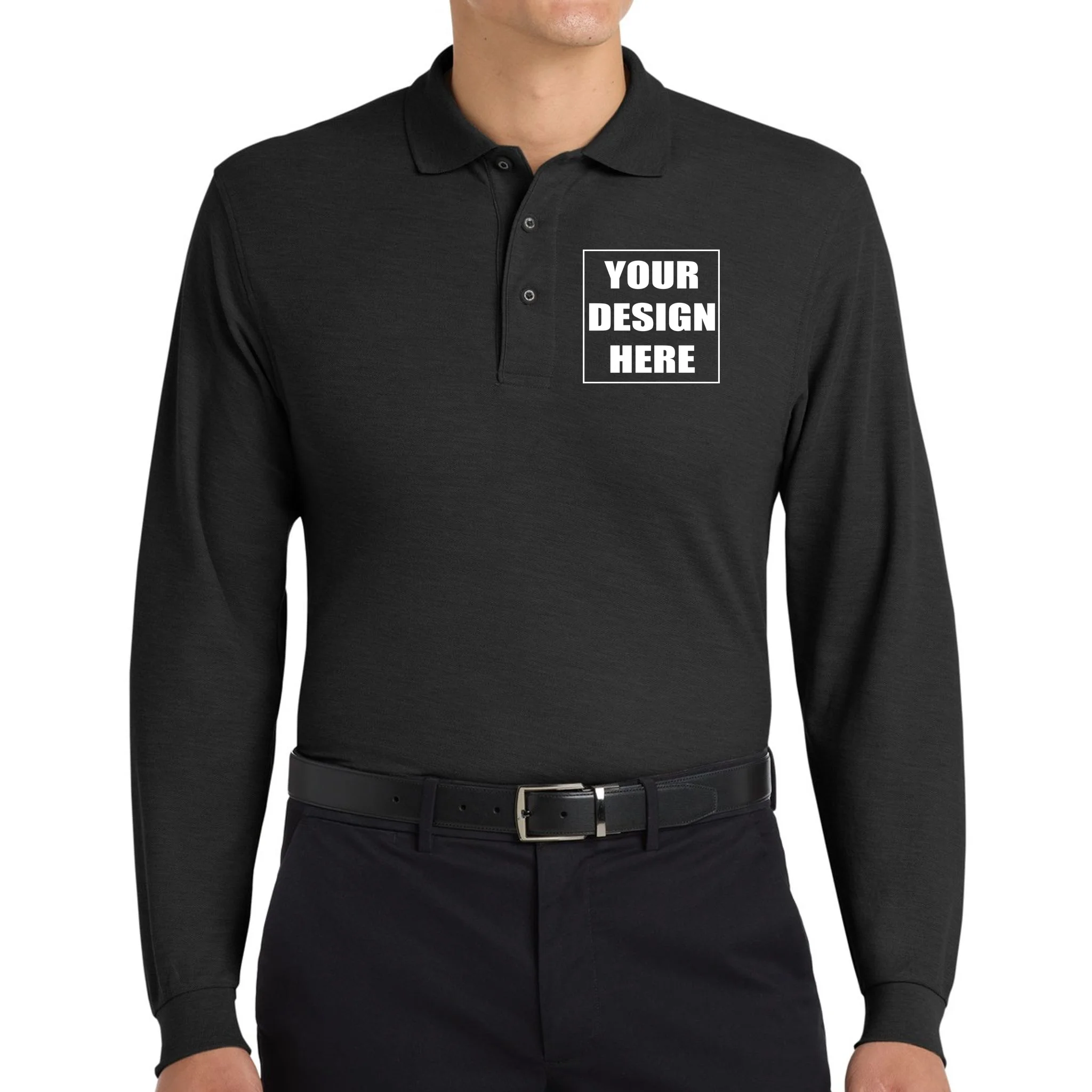 Create Your Own Custom Silk Touch Long Sleeve Polo - Front 1