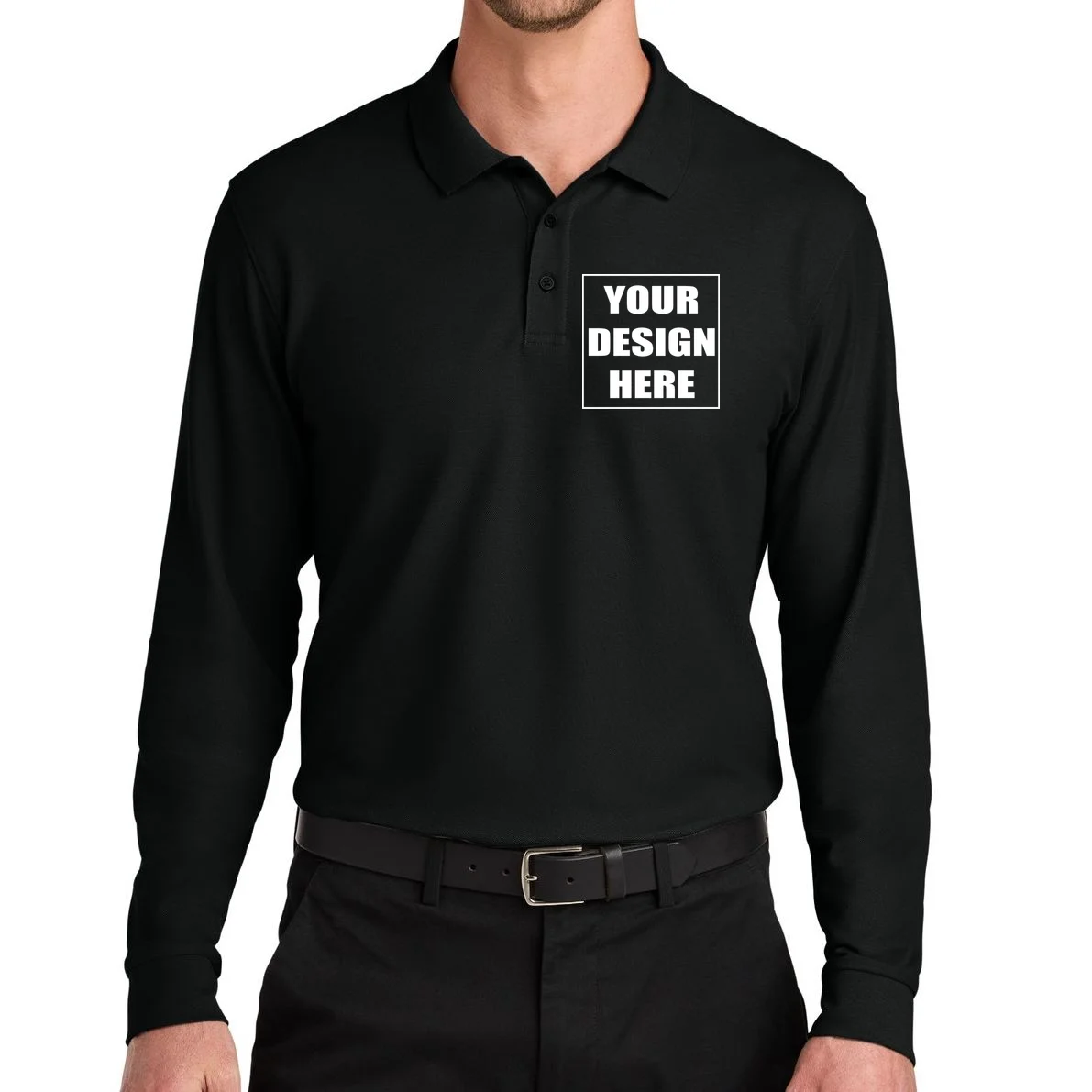 Create Your Own Custom Wearever Signature Pique Long Sleeve Polo - Front 1