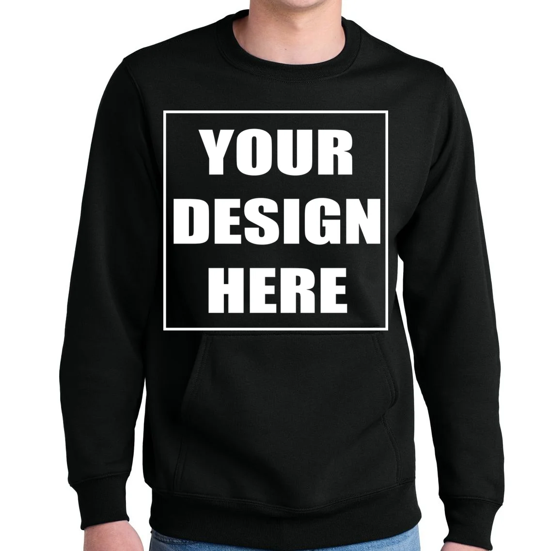 Create Your Own Custom Core Fleece Crewneck Pocket Sweatshirt - Front 1