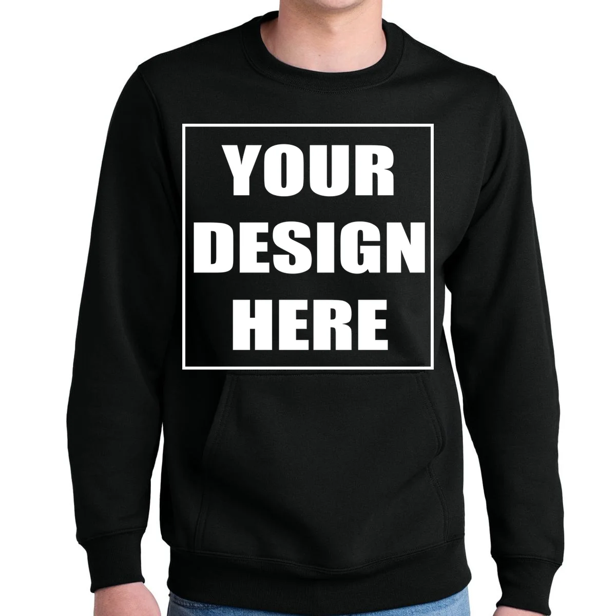 Create Your Own Custom Core Fleece Crewneck Pocket Sweatshirt - Front 1