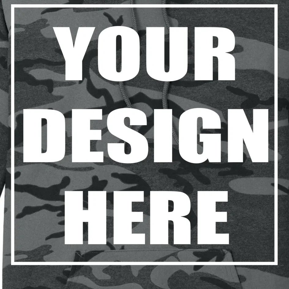 Create Your Own Custom Core Fleece Camo Pullover Hooded Sweatshirt Hoodie - Front - Close-up