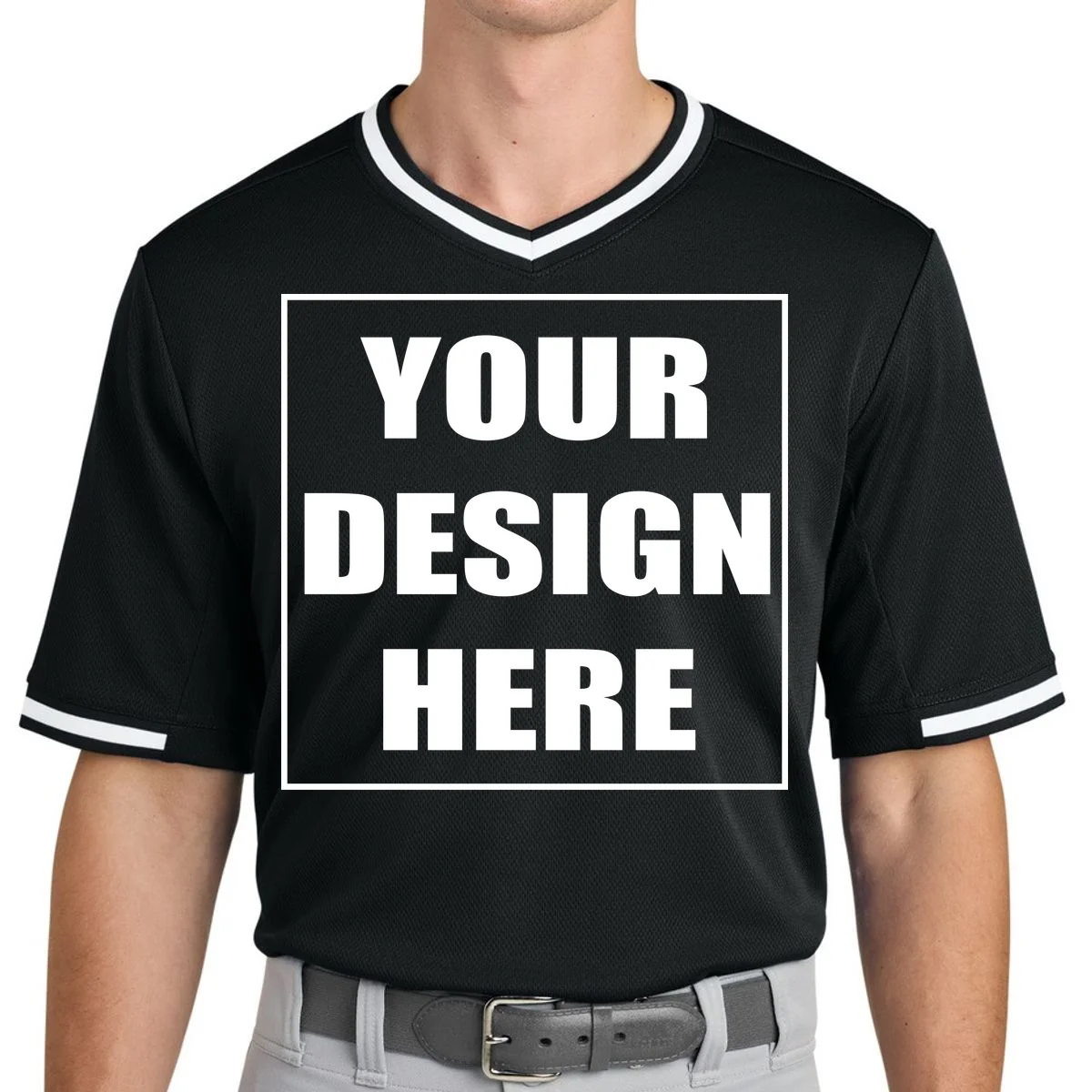 Create Your Own Custom Tough Mesh V-Neck Baseball Jersey - Front
