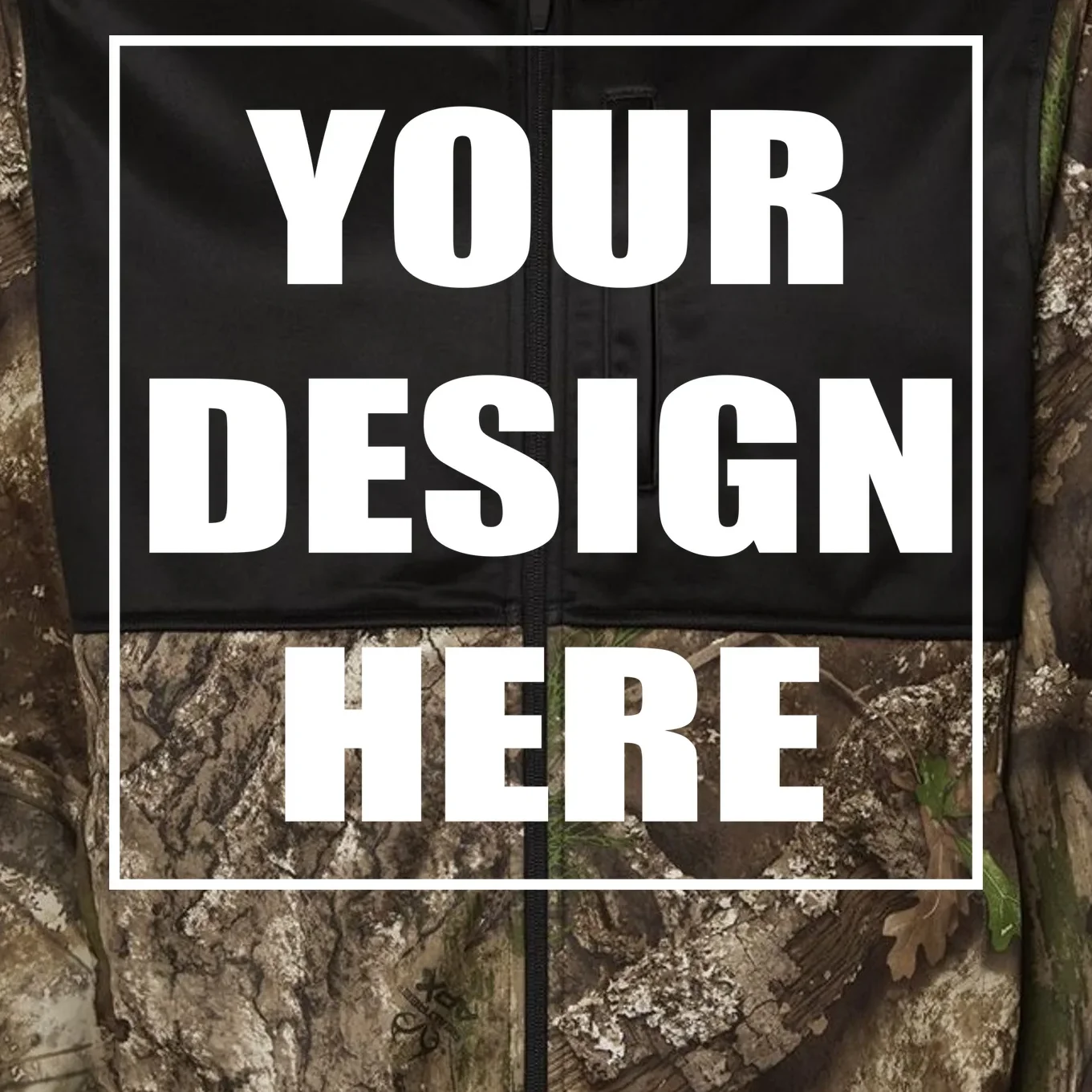Create Your Own Custom RealTree Men's Performance Colorblocked Full-Zip Hoodie - Front - Close-up