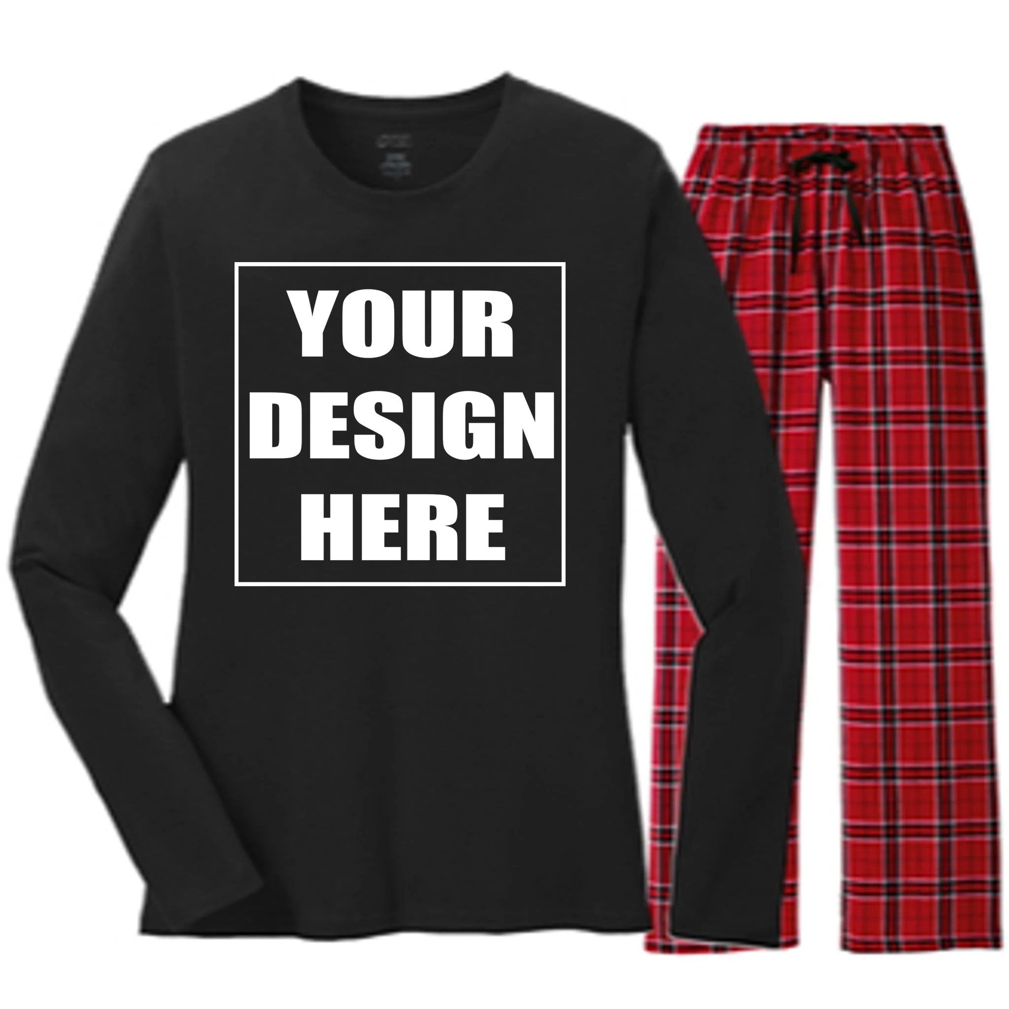 Create Your Own Custom Women's Long Sleeve Flannel Pajamas Front
