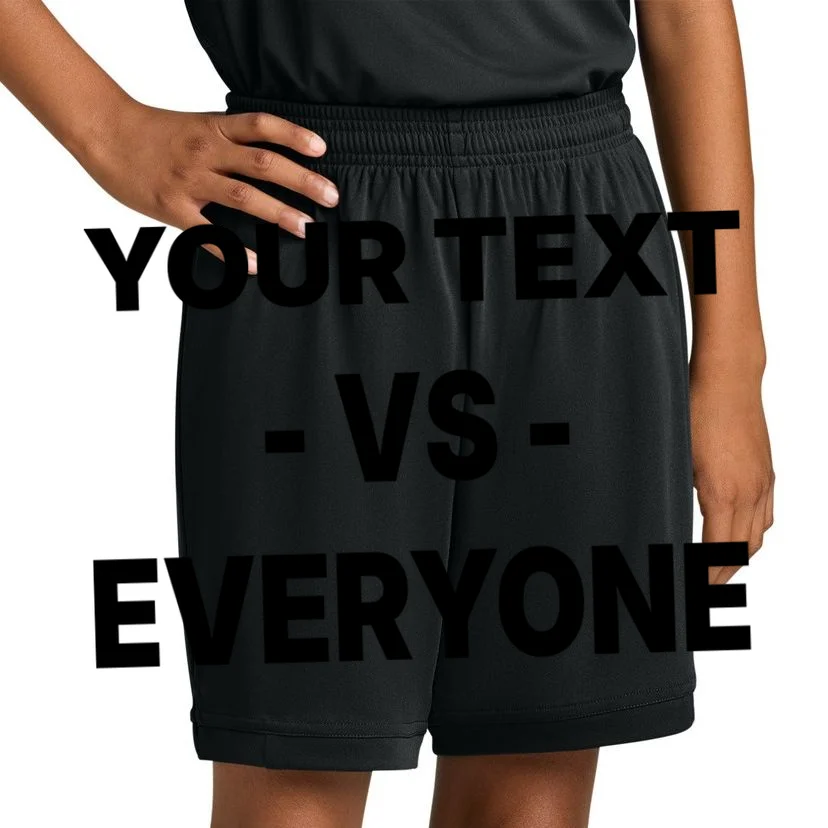 Custom Vs. Everyone Personalized Text Kids Shorts - Front 1