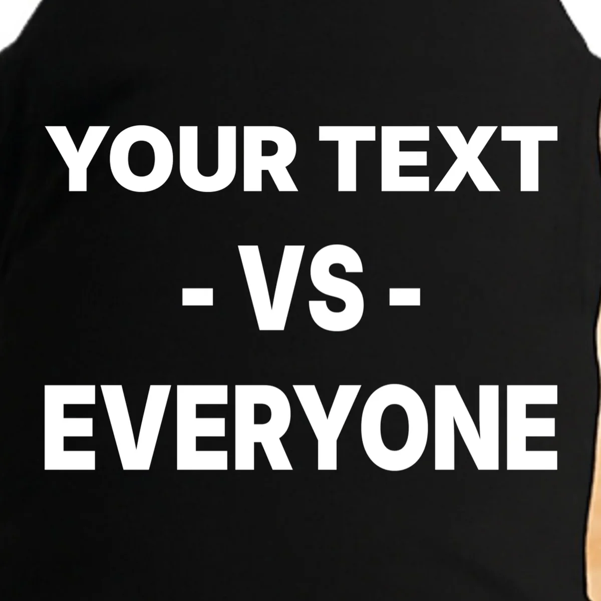 Custom Vs. Everyone Personalized Text Doggie Tank - Front - Close-up