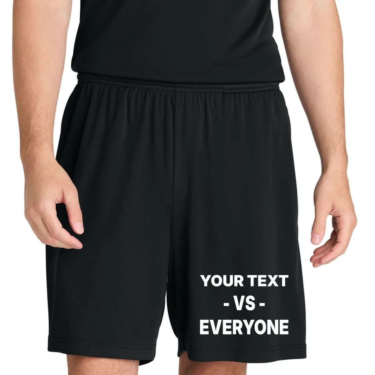 Custom Vs. Everyone Personalized Text Men's Shorts - Front 1