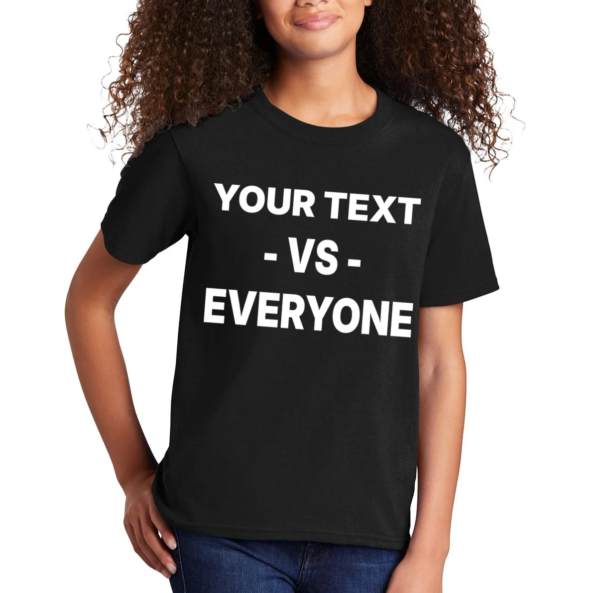 Custom Vs. Everyone Personalized Text Kids T-Shirt - Front 1