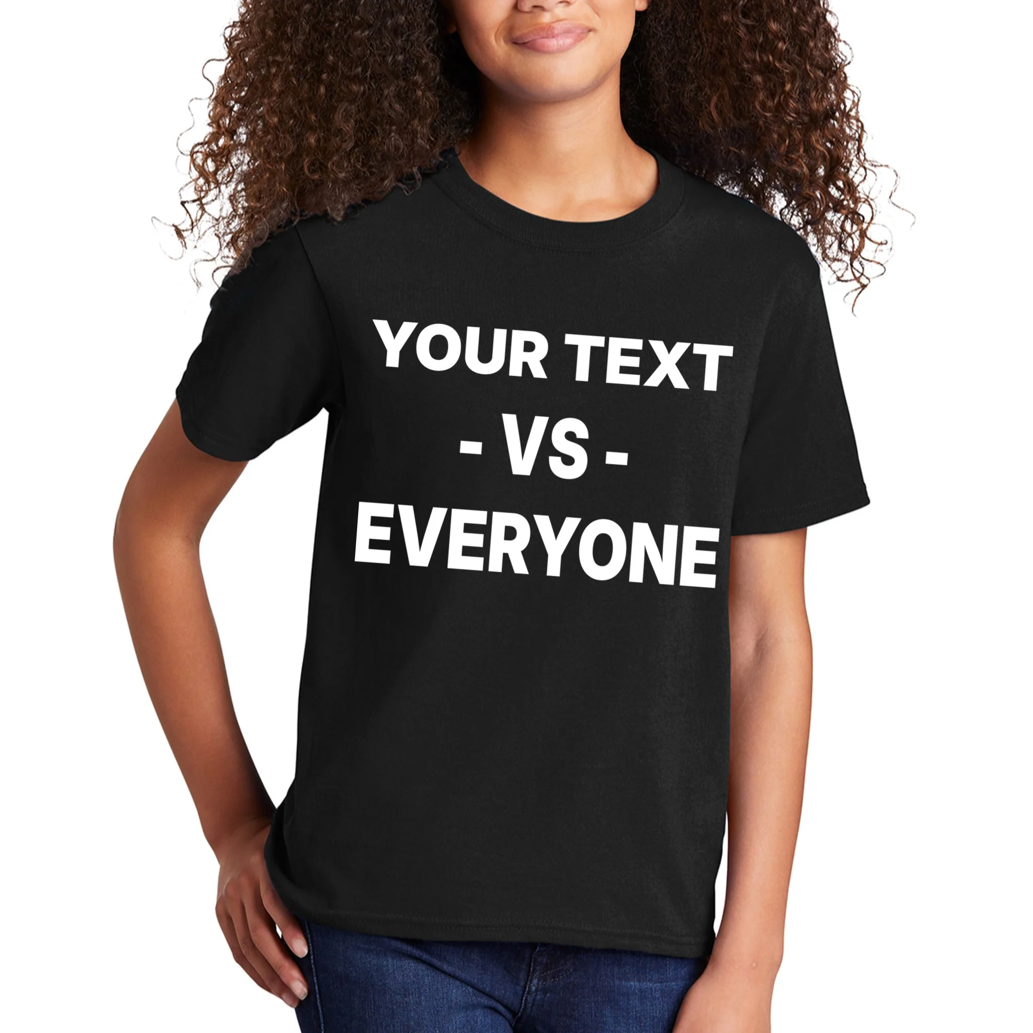 Custom Vs. Everyone Personalized Text Kids T-Shirt - Front 1