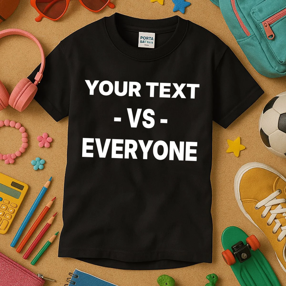 Custom Vs. Everyone Personalized Text Kids T-Shirt - Front 2
