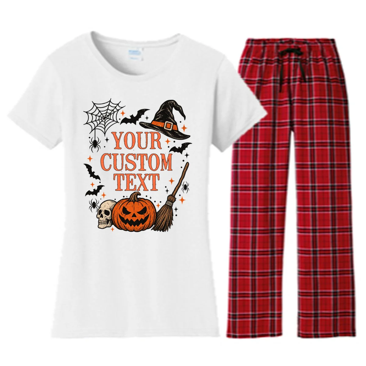 Custom Vintage Halloween Women's Flannel Pajama Set - Front
