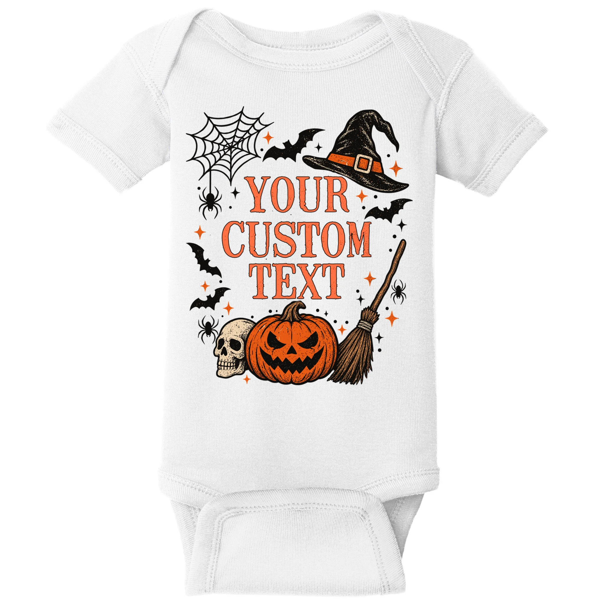 Custom Vintage Halloween Baby Bodysuit - Front