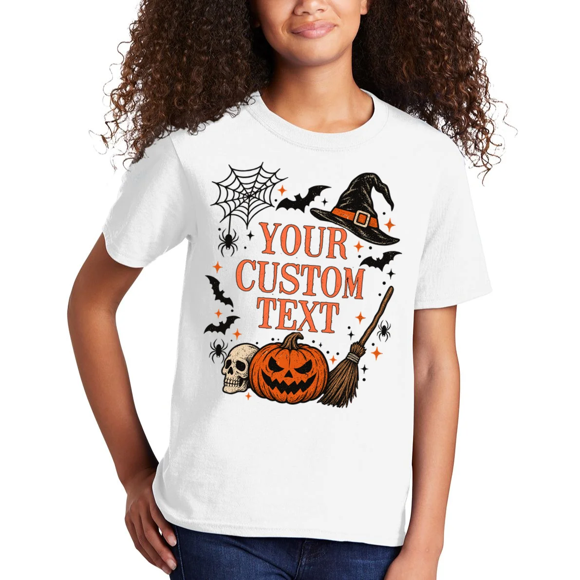 Custom Vintage Halloween Kids T-Shirt - Front 1