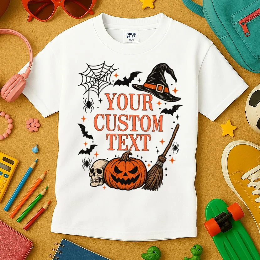 Custom Vintage Halloween Kids T-Shirt - Front 2