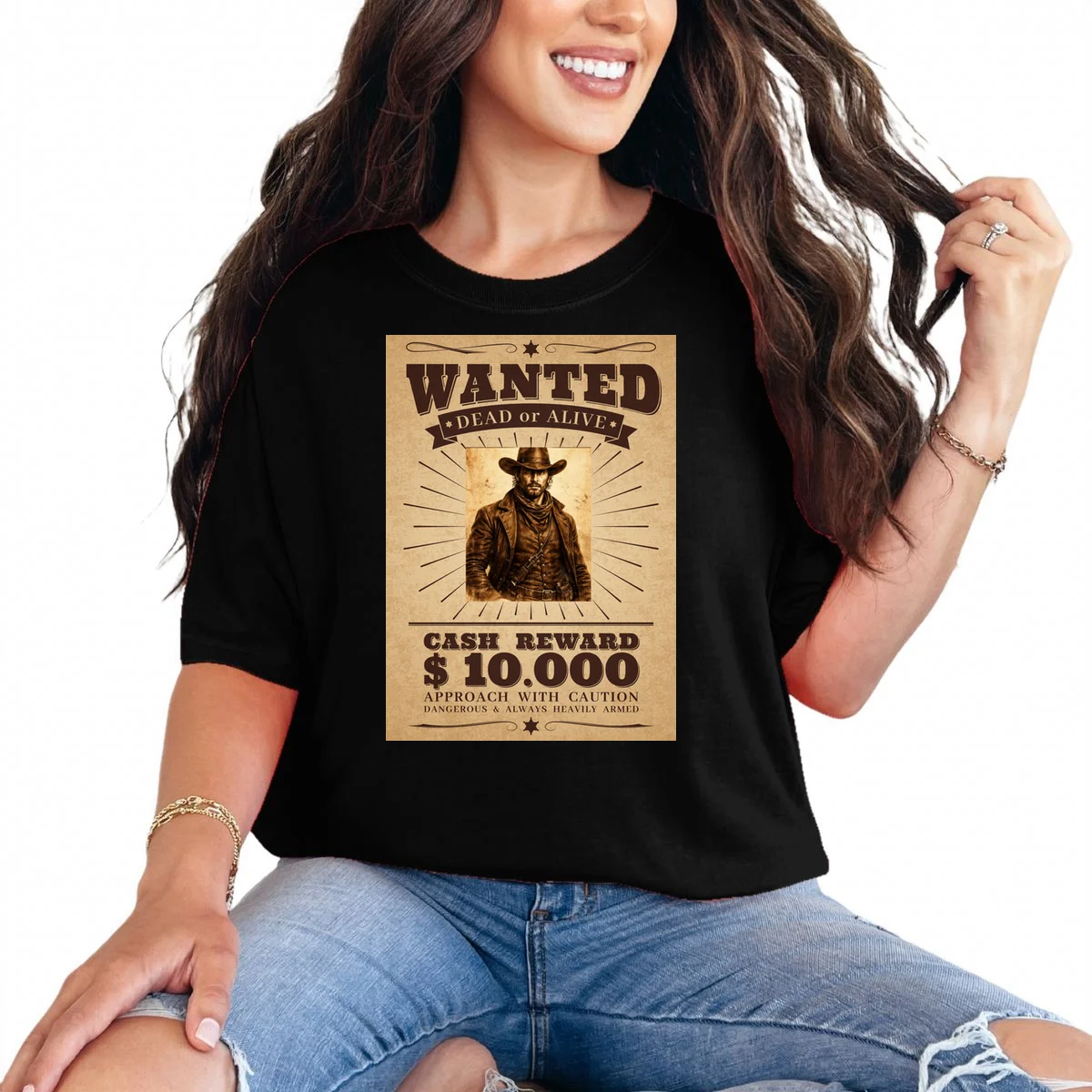 Custom Wanted Poster Photo Picture T-Shirt - Front