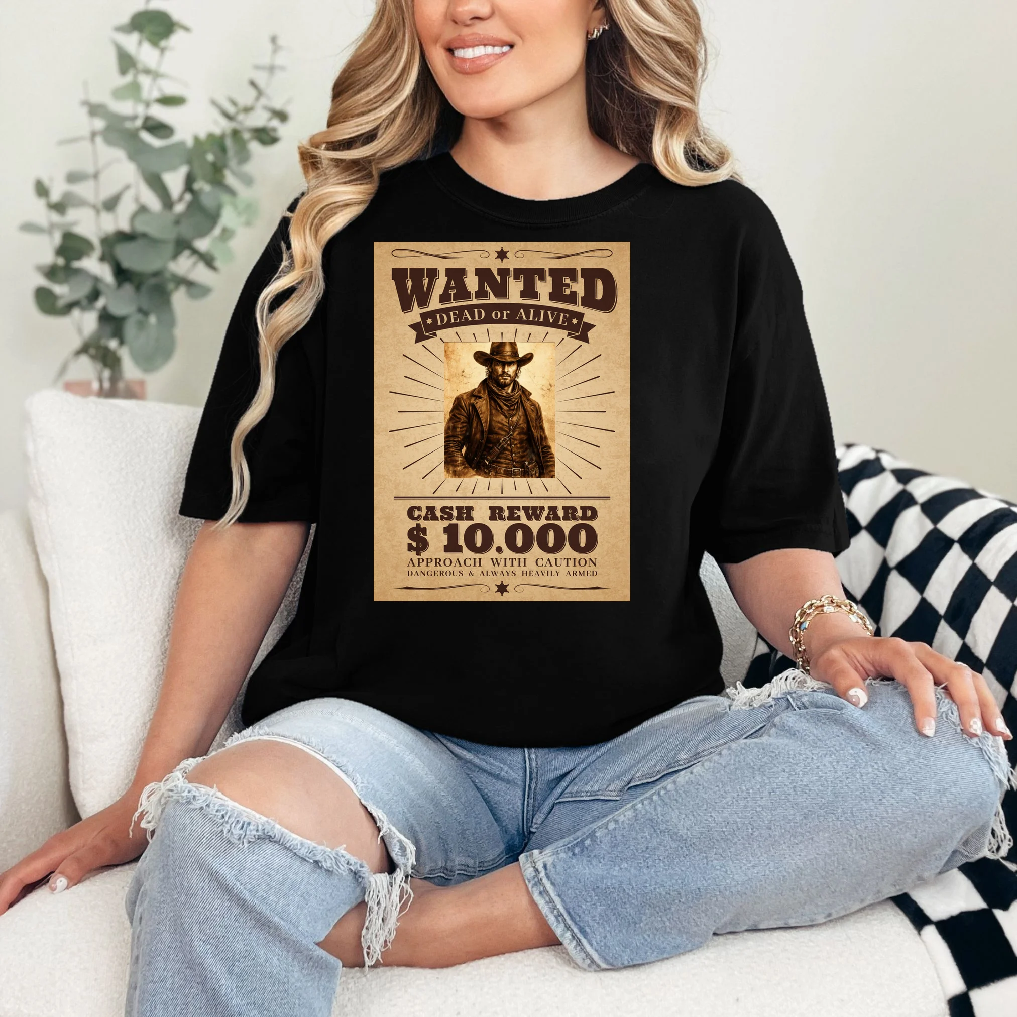 Custom Wanted Poster Photo Picture T-Shirt - Front 1
