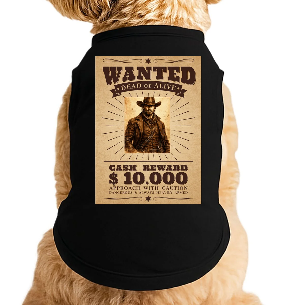 Custom Wanted Poster Photo Picture Doggie Tank - Front