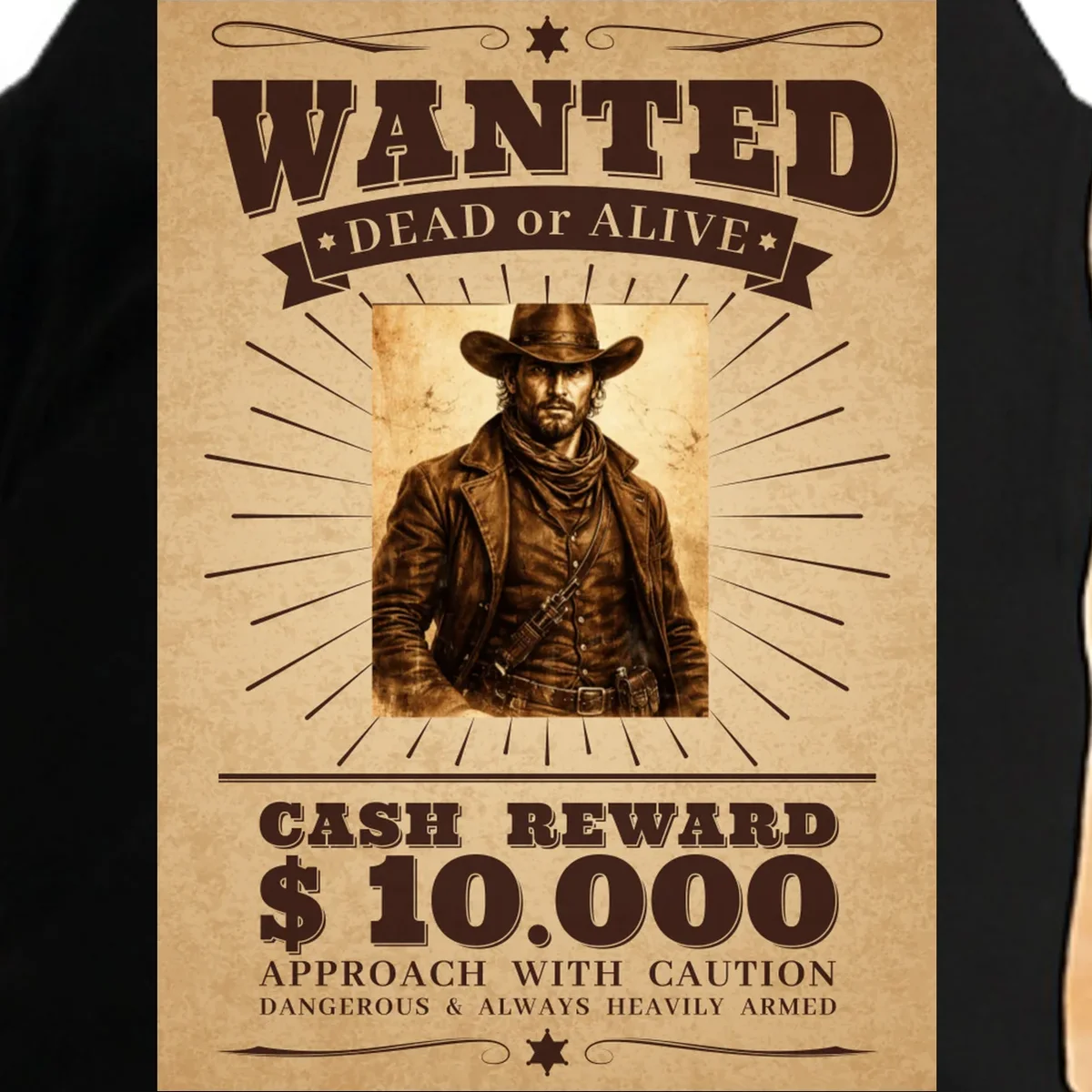 Custom Wanted Poster Photo Picture Doggie Tank - Front - Close-up