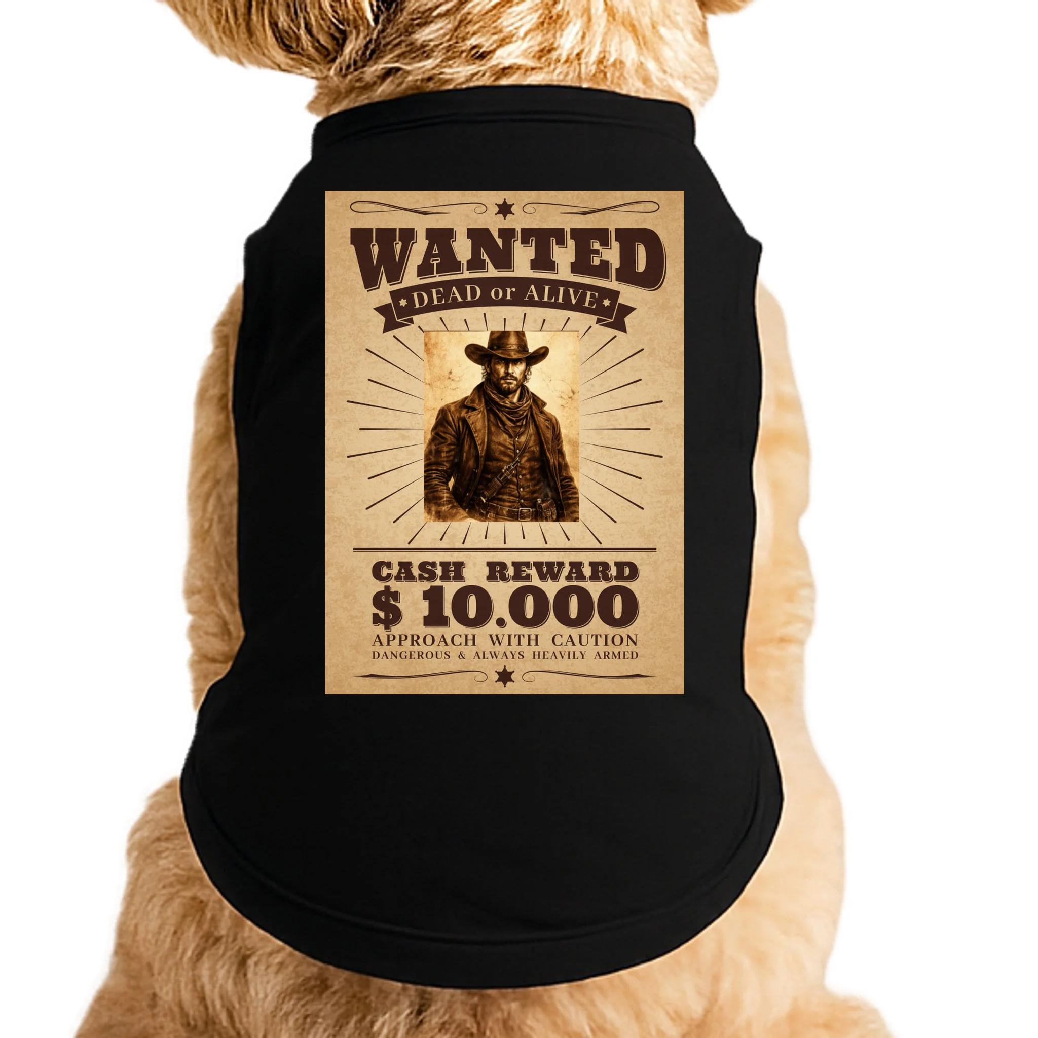 Custom Wanted Poster Photo Picture Doggie Tank - Front