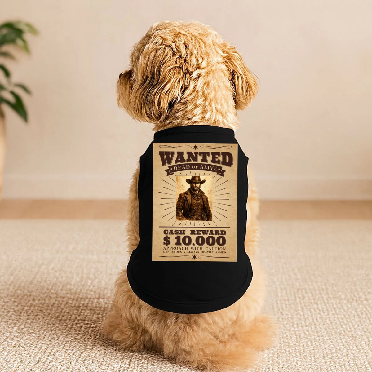 Custom Wanted Poster Photo Picture Doggie Tank - Front 1