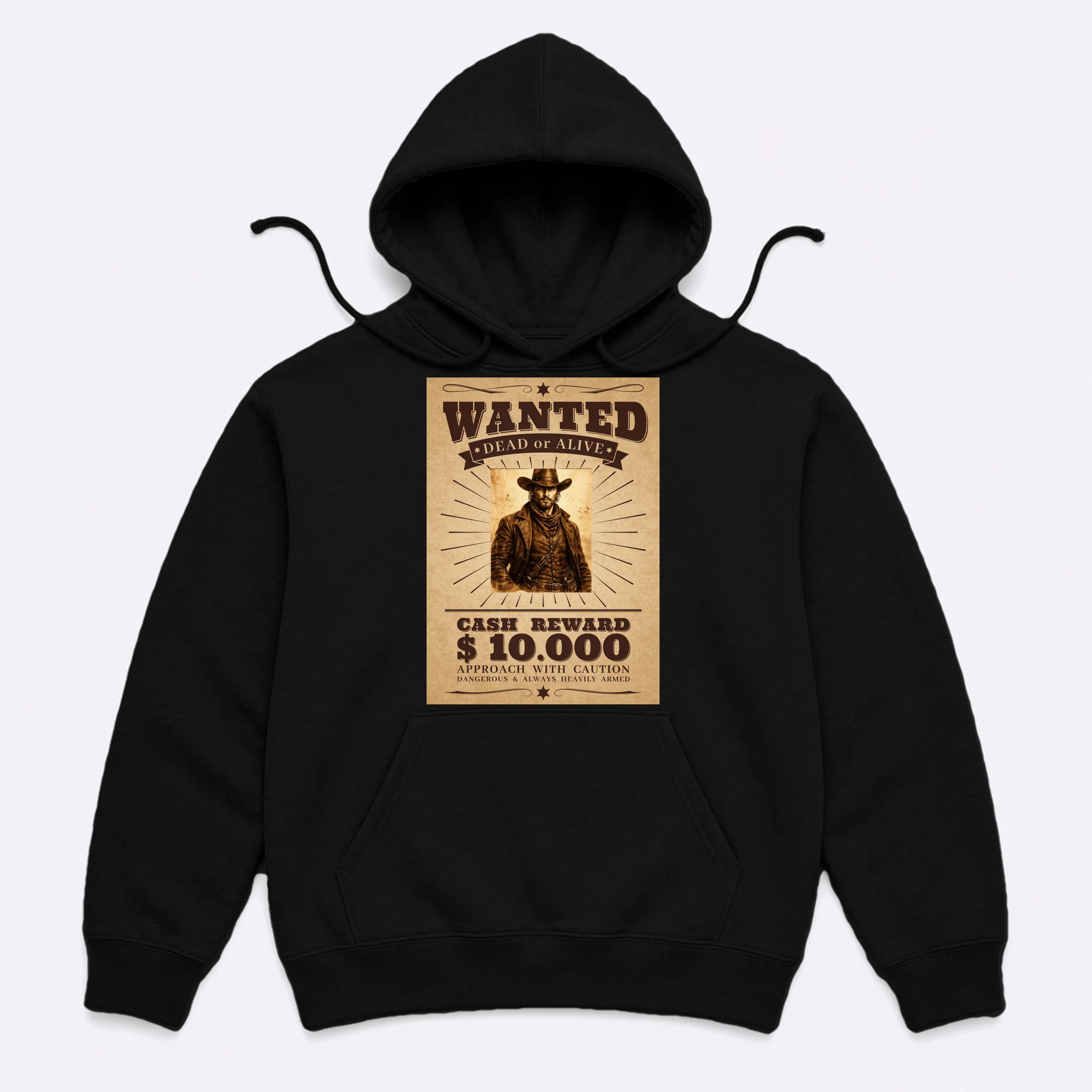 Custom Wanted Poster Photo Picture Men's Hoodie - Front