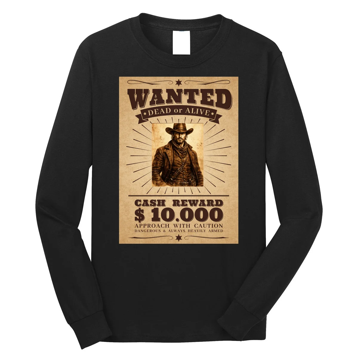 Custom Wanted Poster Photo Picture Long Sleeve Shirt - Front
