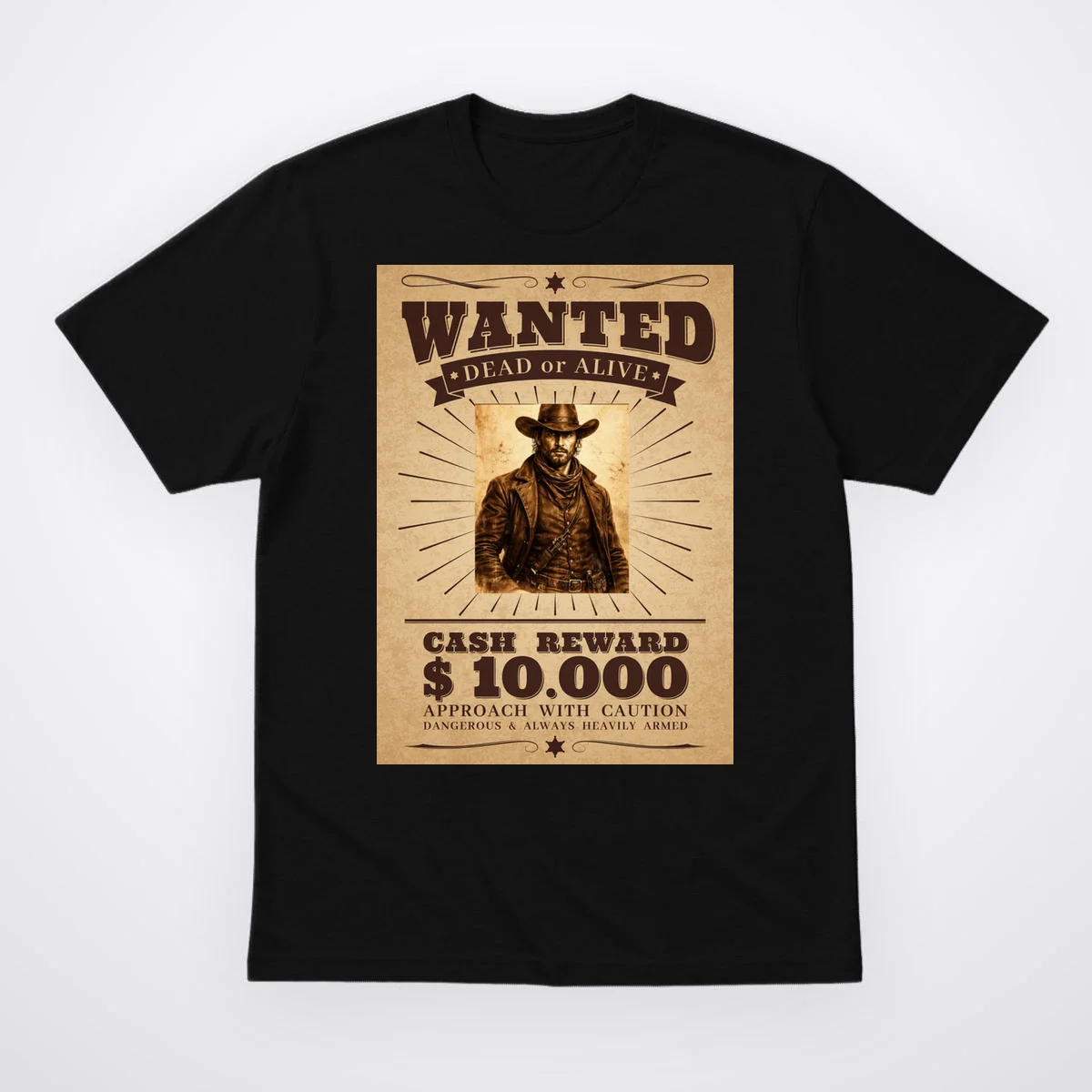Custom Wanted Poster Photo Picture T-Shirt - Front