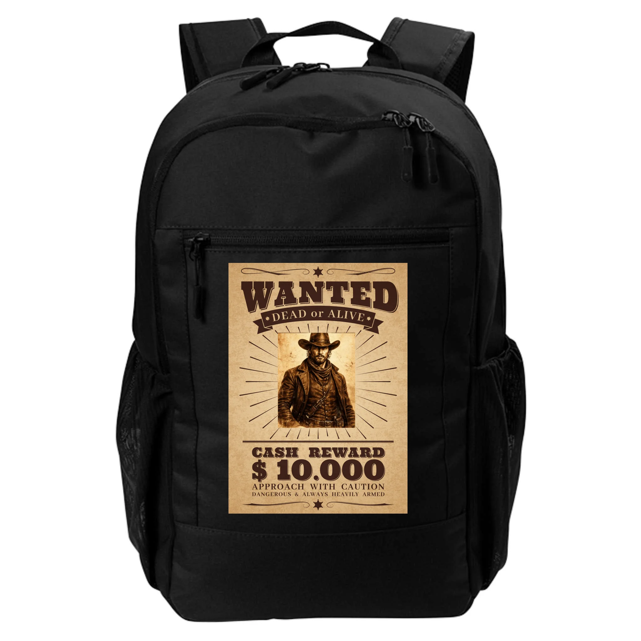 Custom Wanted Poster Photo Picture Backpack - Front