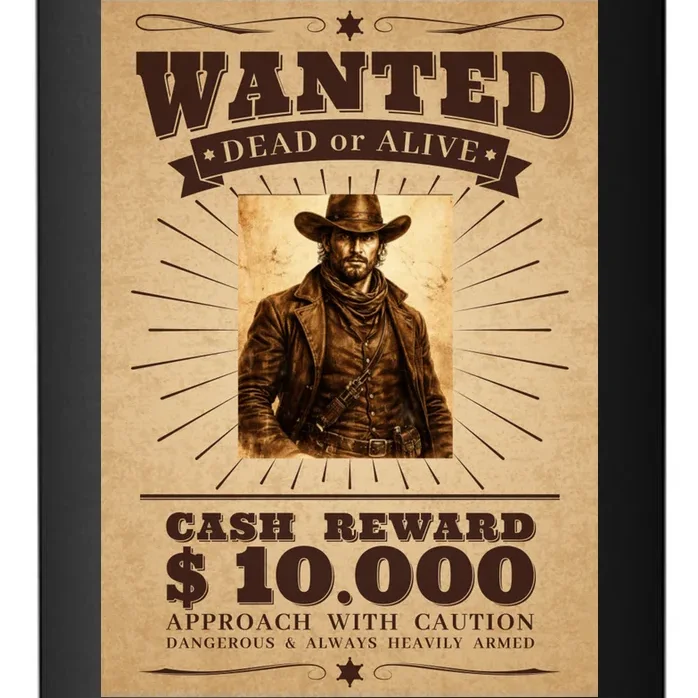 Custom Wanted Poster Photo Picture 24oz Water Bottle - Front - Close-up