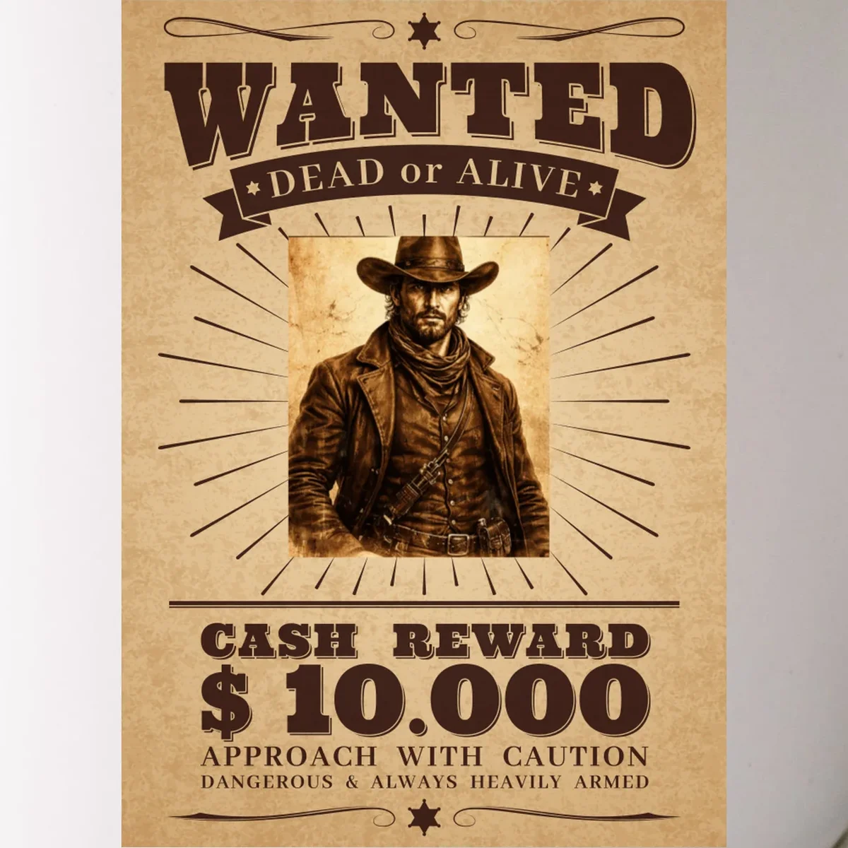 Custom Wanted Poster Photo Picture Mug - Front - Close-up