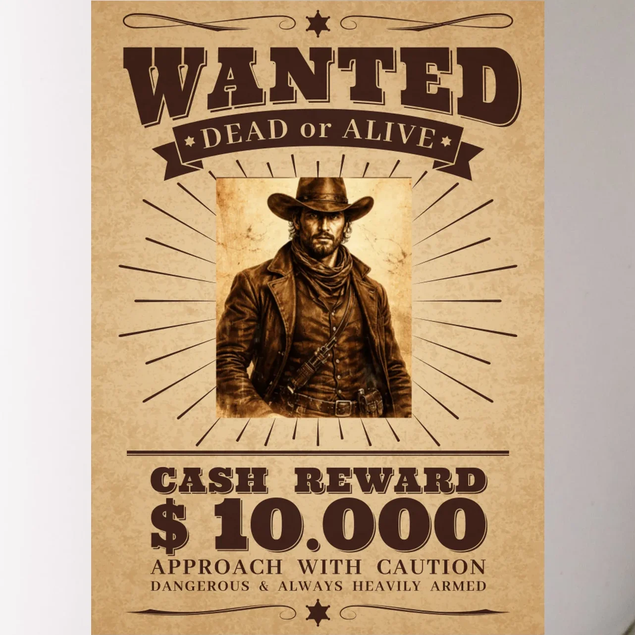 Custom Wanted Poster Photo Picture Mug - Front - Close-up