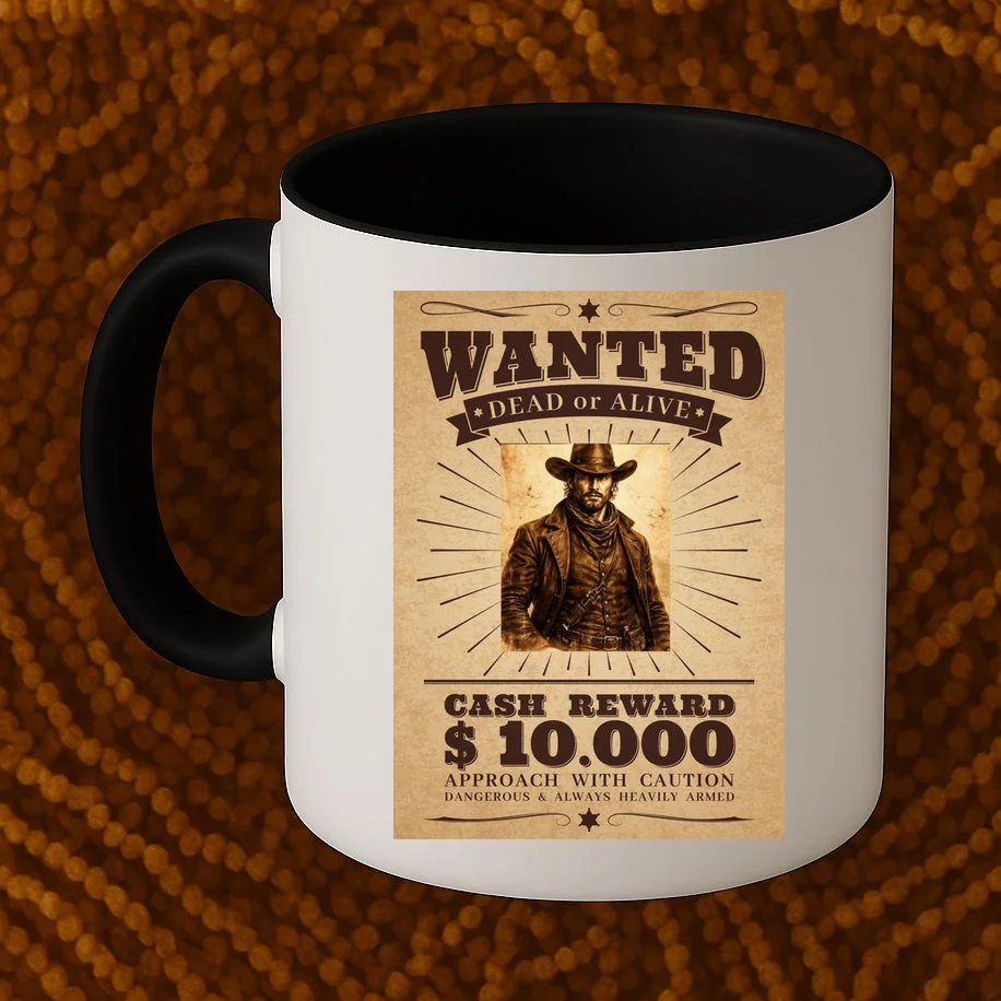 Custom Wanted Poster Photo Picture Coffee Mug - Front 1