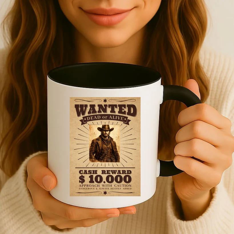 Custom Wanted Poster Photo Picture Coffee Mug - Front 2