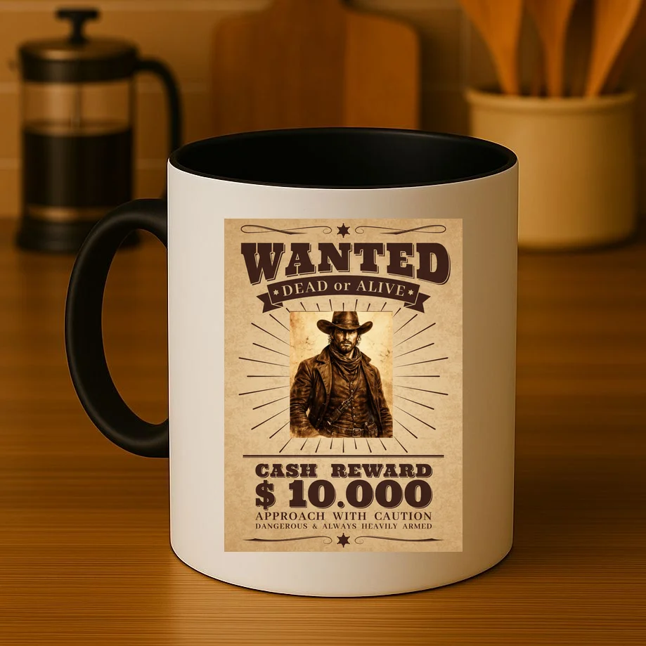 Custom Wanted Poster Photo Picture Coffee Mug - Front 3