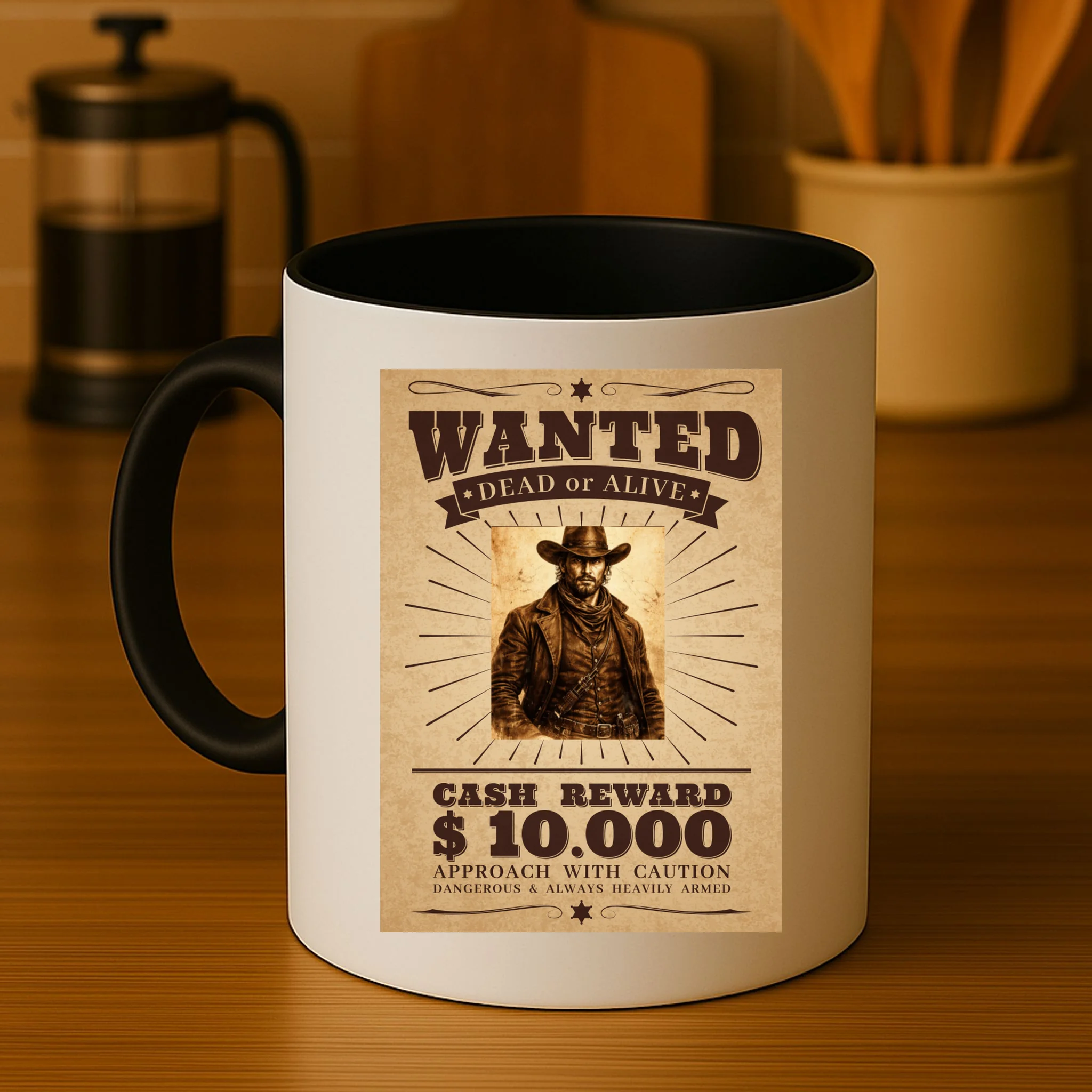 Custom Wanted Poster Photo Picture Mug - Front 3