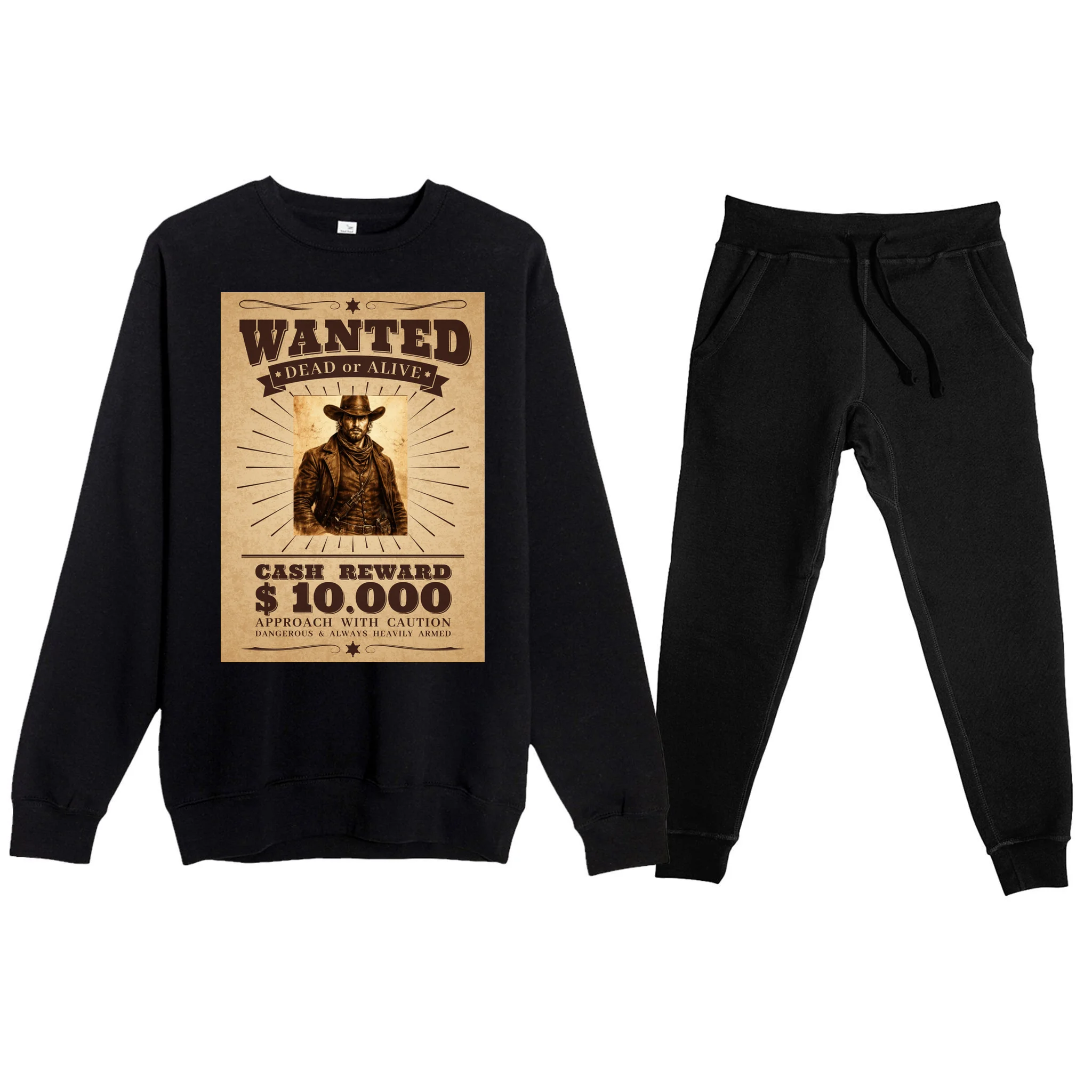 Custom Wanted Poster Photo Picture Men's Sweatsuit - Front