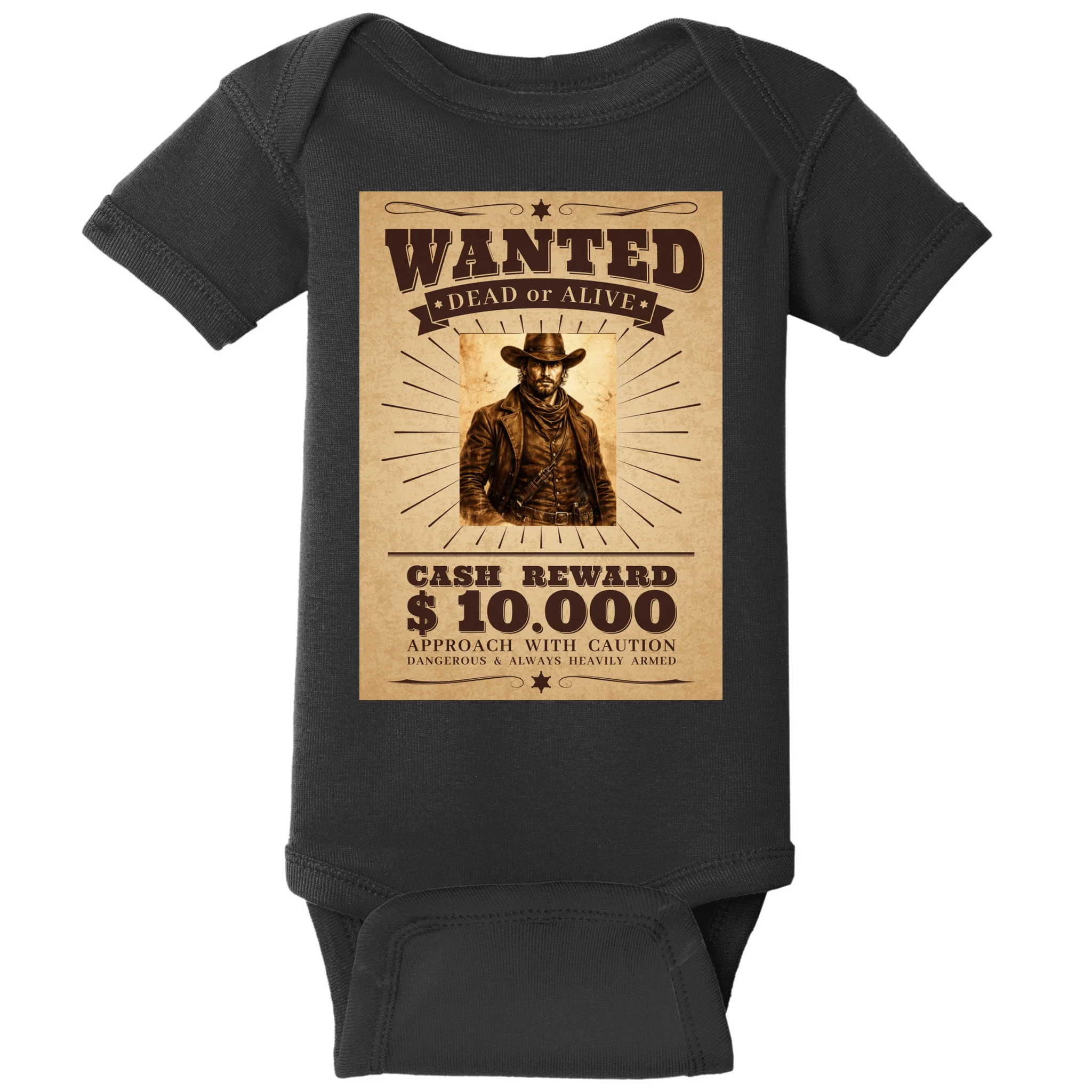 Custom Wanted Poster Photo Picture Baby Bodysuit - Front