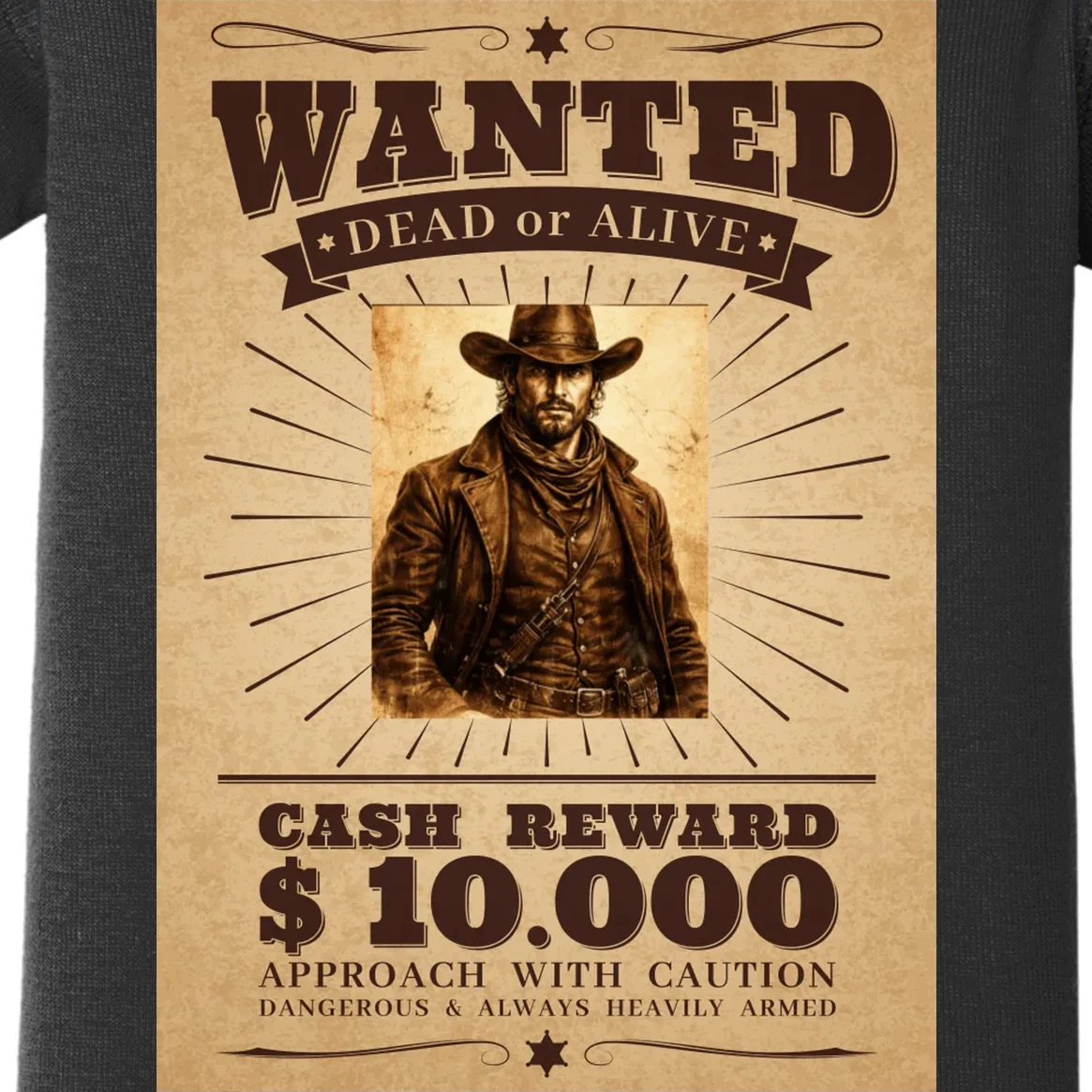 Custom Wanted Poster Photo Picture Baby Bodysuit - Front - Close-up